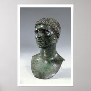 Brons hoofd van een man, Roman, begin 1 cent Poster