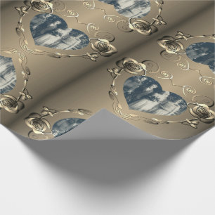 Brons Kleur Roos Hart Lijst Uw Foto Wrapping Cadeaupapier