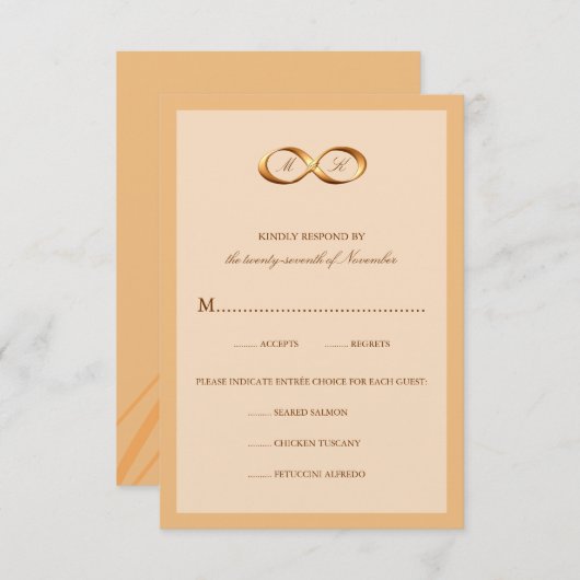 Brons koper Infinity Hand gesp bruiloft RSVP (Voorkant / Achterkant)