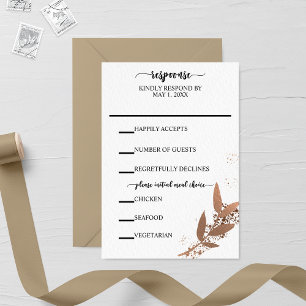 Brons Leaf Herfst Bruiloft RSVP-kaart RSVP Kaartje