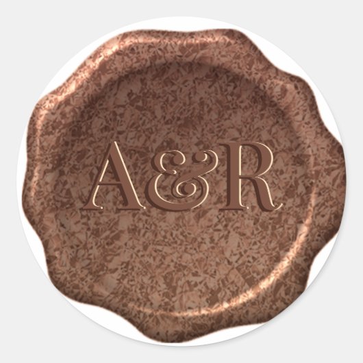 Brons metallic Wax seal Sticker monogram, (Voorkant)