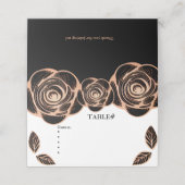 Brons Roos met bladeren op zwart  (Buitenkant ongevouwen)