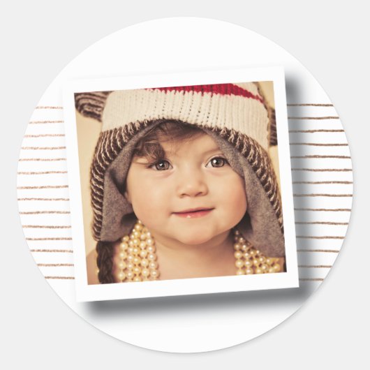 Brons Stripes Kerstmis Foto Lijst Sticker (Voorkant)