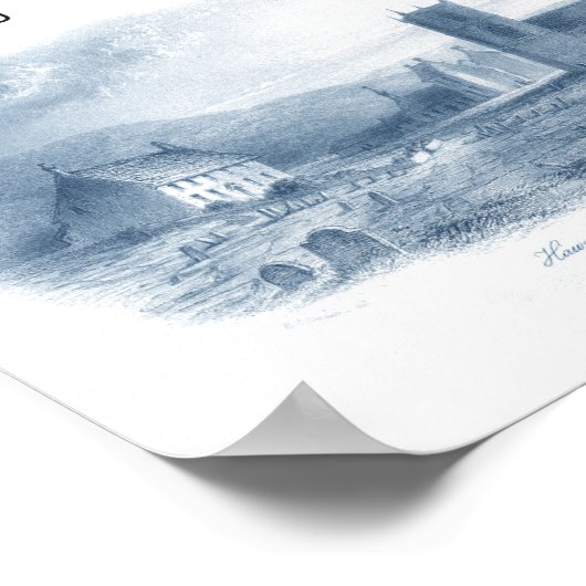 Bronte Land met Haworth Church en Parsonage Poster (Hoek)