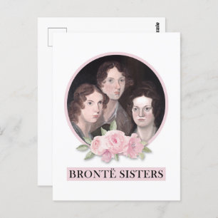 Bronte Sisters Portret met roze rozen Briefkaart
