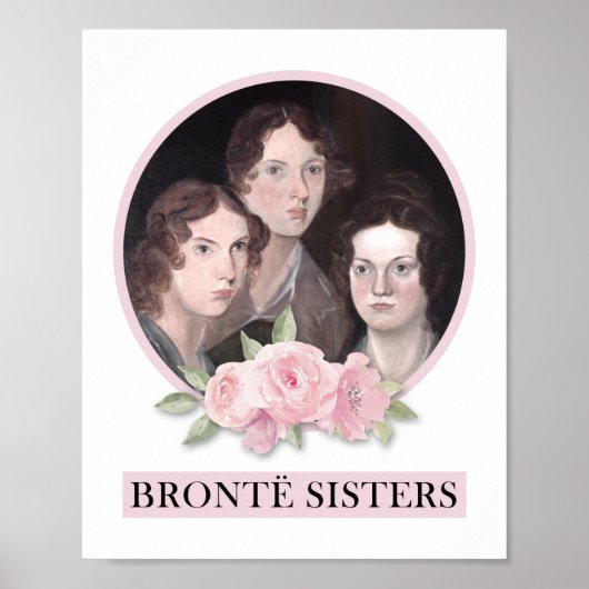 Bronte Sisters Portret met roze rozen Poster (Voorkant)