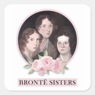 Bronte Sisters Portret met roze rozen Vierkante Sticker