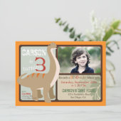 Brontosaurus Dinosaur Derde verjaardag Kaart (Staand voorkant)