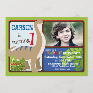 Brontosaurus Dinosaur First Birthday Kaart