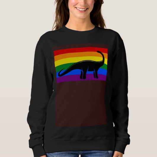 Brontosaurus Dinosaur  Gay Pride Flag Aesthetic Trui (Voorkant)