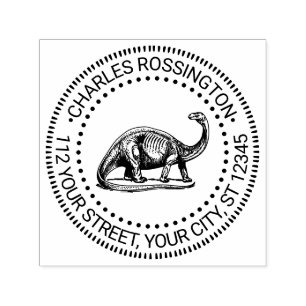 Brontosaurus Dinosaur Naam Retouradres Zelfinktende Stempel