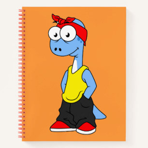 Brontosaurus gekleed in hiphop kleding. notitieboek