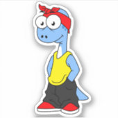 Brontosaurus gekleed in hiphop kleding. sticker (Voorkant)