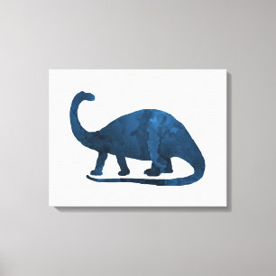 Brontosaurus - Navy Blue - Dinosaur Canvas Afdruk