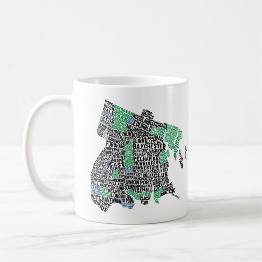 Bronx New York City Typografie Map Mok (Links)