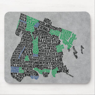 Bronx New York City Typografische Map Muismat