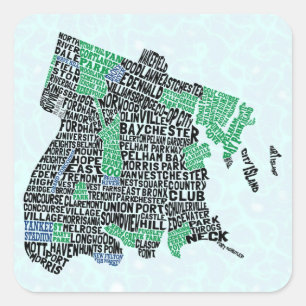 Bronx New York City Typografische Map Vierkante Sticker