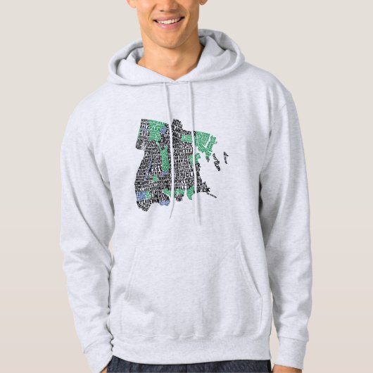 Bronx New York City Word Art Map Hoodie (Voorkant)