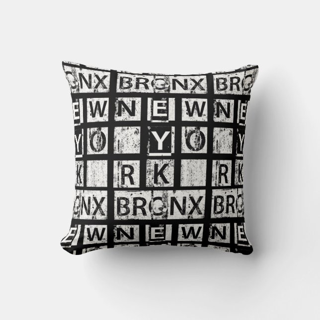 Bronx New York | Grunge Typografie Kussen (Voorkant)