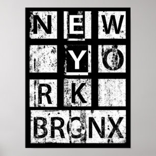 Bronx New York Grunge Typografie Poster