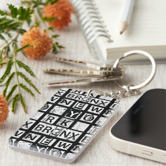 Bronx New York | Grunge Typografie Sleutelhanger (Voorkant Rechts)