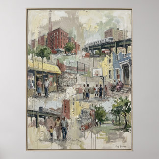 Bronx Streetleven Impasto Schilderij Poster