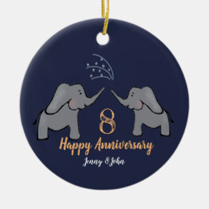 Bronze 8e verjaardag van de olifant echtgenoot en  keramisch ornament