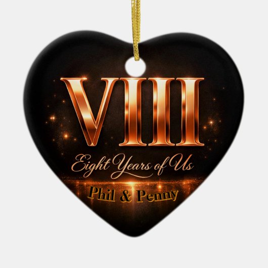 Bronze 8th Anniversary Heart-Shape Custom Ornament (Voorkant)