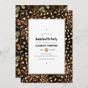 Bronze and Gold Leopard Bachelorette Party Kaart