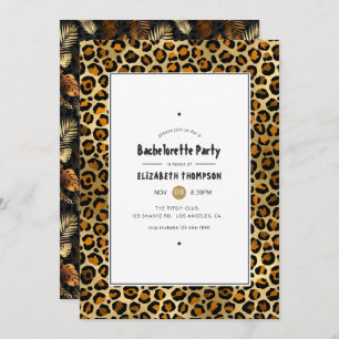 Bronze and Gold Leopard Bachelorette Party Kaart