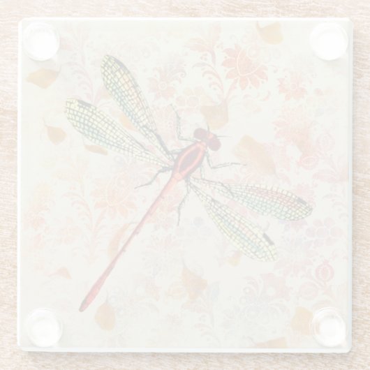 Bronze and Green Dragonfly op  Ephemera Glazen Onderzetter (Achterkant)