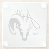 Bronze Aries de ringdierentuin Glazen Onderzetter (Achterkant)