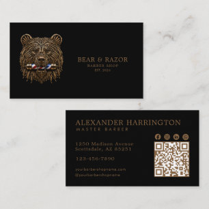 Bronze Bear Professional Barbershop Qr Code Visitekaartje