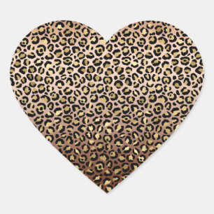 Bronze Black Gold Ombre Leopard Print    Hart Sticker