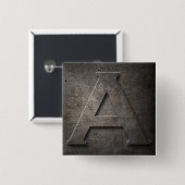 Bronze Black Metal A Monogram Square Button (Voorkant /achterkant)