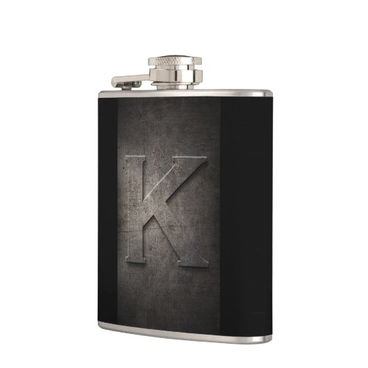 Bronze Black Metal K Monogram Flask Heupfles (Links)