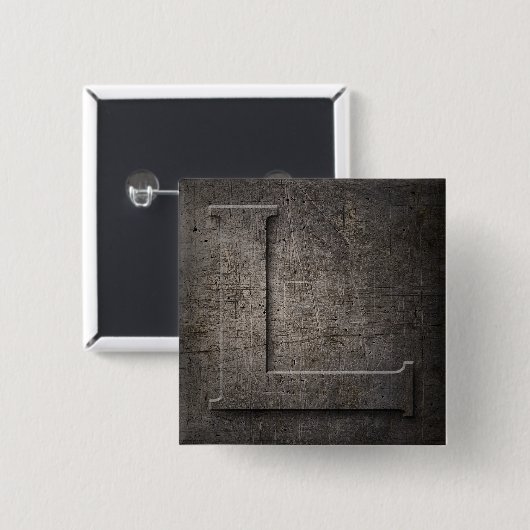 Bronze Black Metal L Monogram Square Button (Voorkant /achterkant)