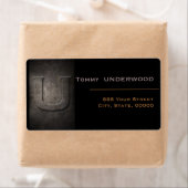 Bronze Black Metal Monogram U Adresetiketten Etiket (Insitu)