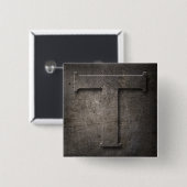 Bronze Black Metal T Monogram Square Button (Voorkant /achterkant)