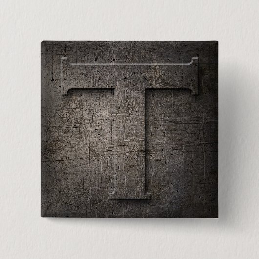 Bronze Black Metal T Monogram Square Button (Voorkant)