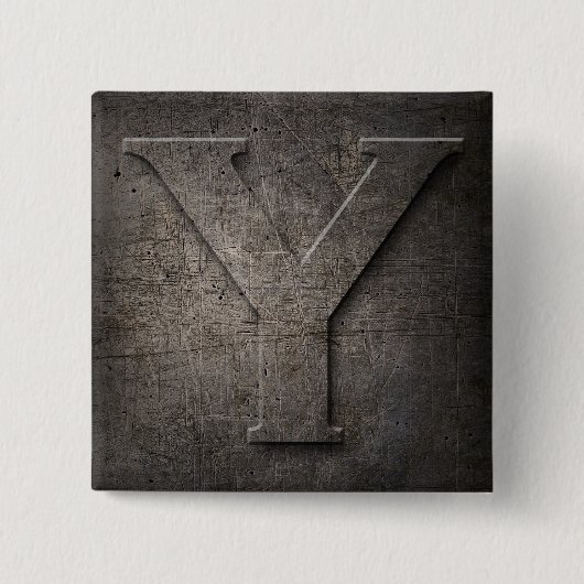 Bronze Black Metal Y Monogram Square Button (Voorkant)