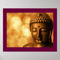 Bronze Boeddha-standbeeld met Golden Bokeh-achterg