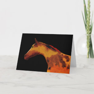 Bronze Brown Artsy Horse Profile Art Note Kaart