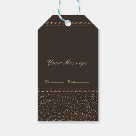 Bronze Brown Chic Sparging Glam Party Favor Cadeaulabel (Voorkant)