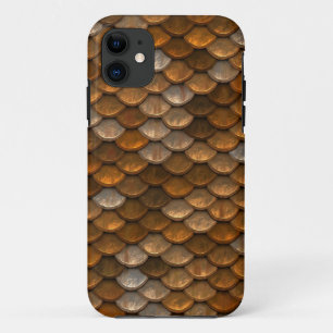 Bronze Brown Mermaid Fish Scale Dragon Texture iPhone 11 Hoesje
