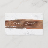 Bronze Brush Stroke Zilver Wit Folie Marmer Visitekaartje (Voorkant)