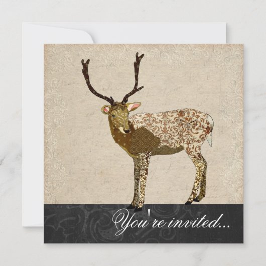 Bronze Buck Invitation noire et blanche (Devant)