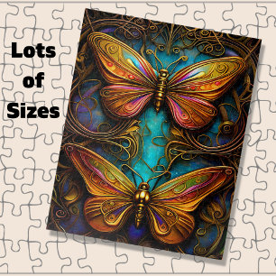 Bronze Butterflies op Aqua Blue Legpuzzel