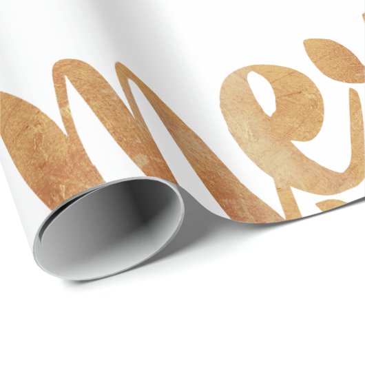 Bronze Calligraphy Merry Kerstry Cadeaupapier (Rol Hoek)