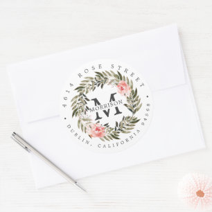 Bronze Coral   Adres voor Floral-omroep zonnesst Ronde Sticker